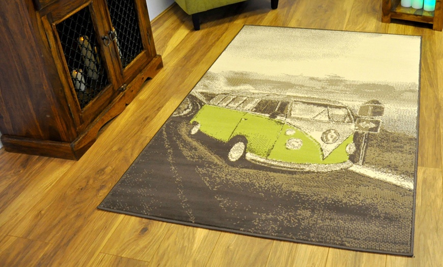 Image 1: Retro Camper van Rugs - 7 Colours
