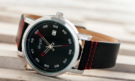 Montre en cuir véritable avec date Simplify The 5300