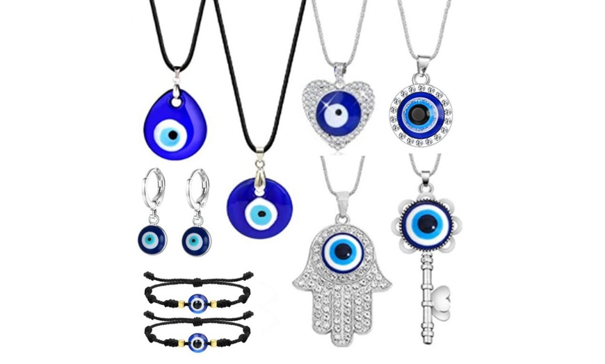 Image 1: Four-Pack Unisex Evil Eye Jewelry 