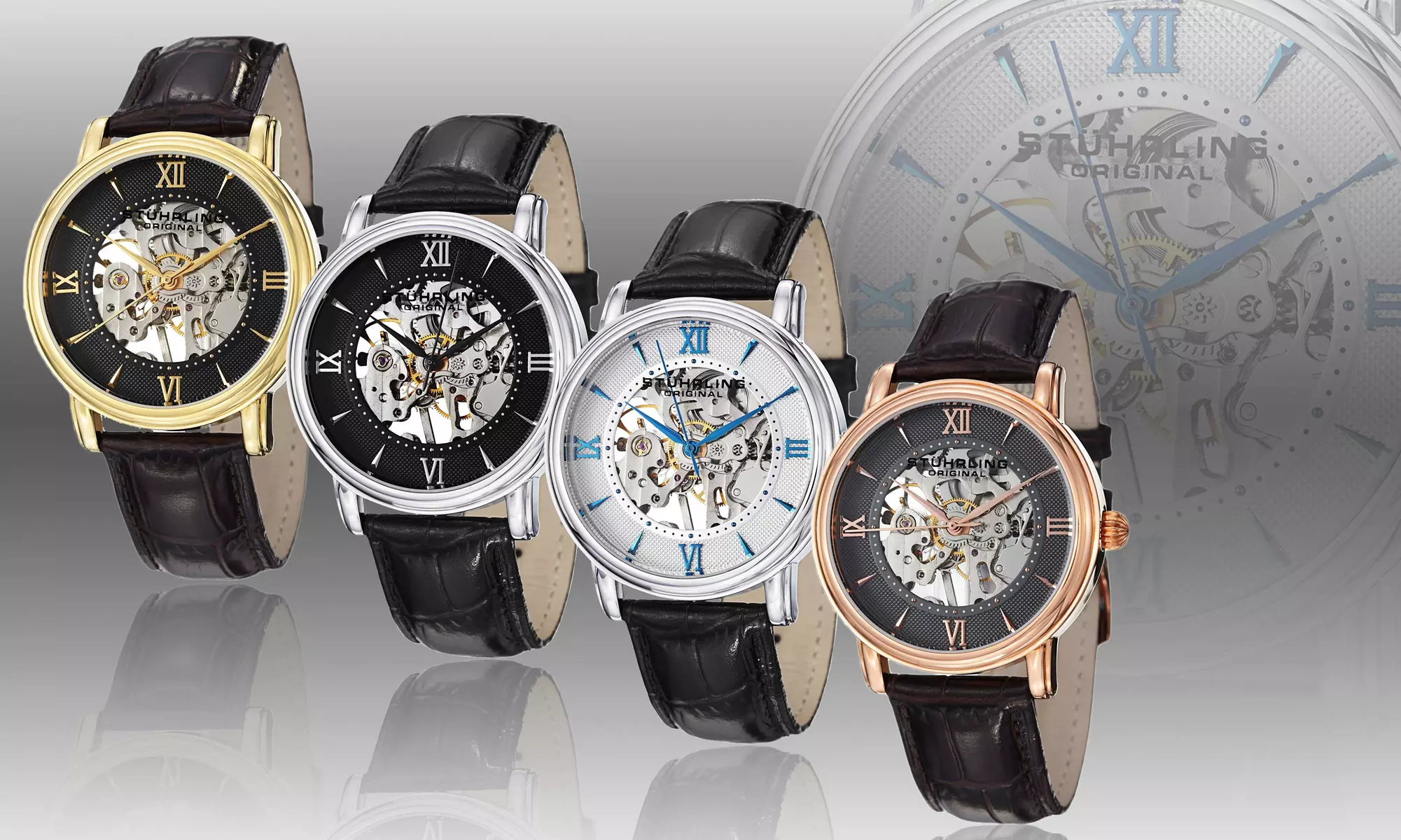Stührling Original Men's Mechanical Skeletonized Watches - Primary Image