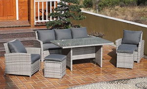 Outsunny Six-Piece Rattan Dining Set Sofa Table