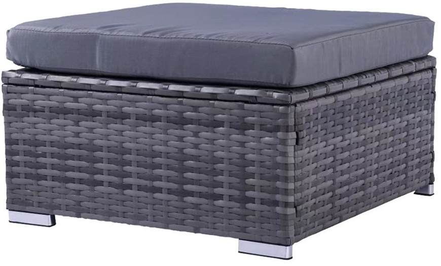 Image 6: Dunham Grey Four-Seater Rattan Sofa Set with Coffee Table