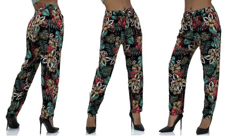 Image 13: Women's Travel Printed Cotton Trousers
