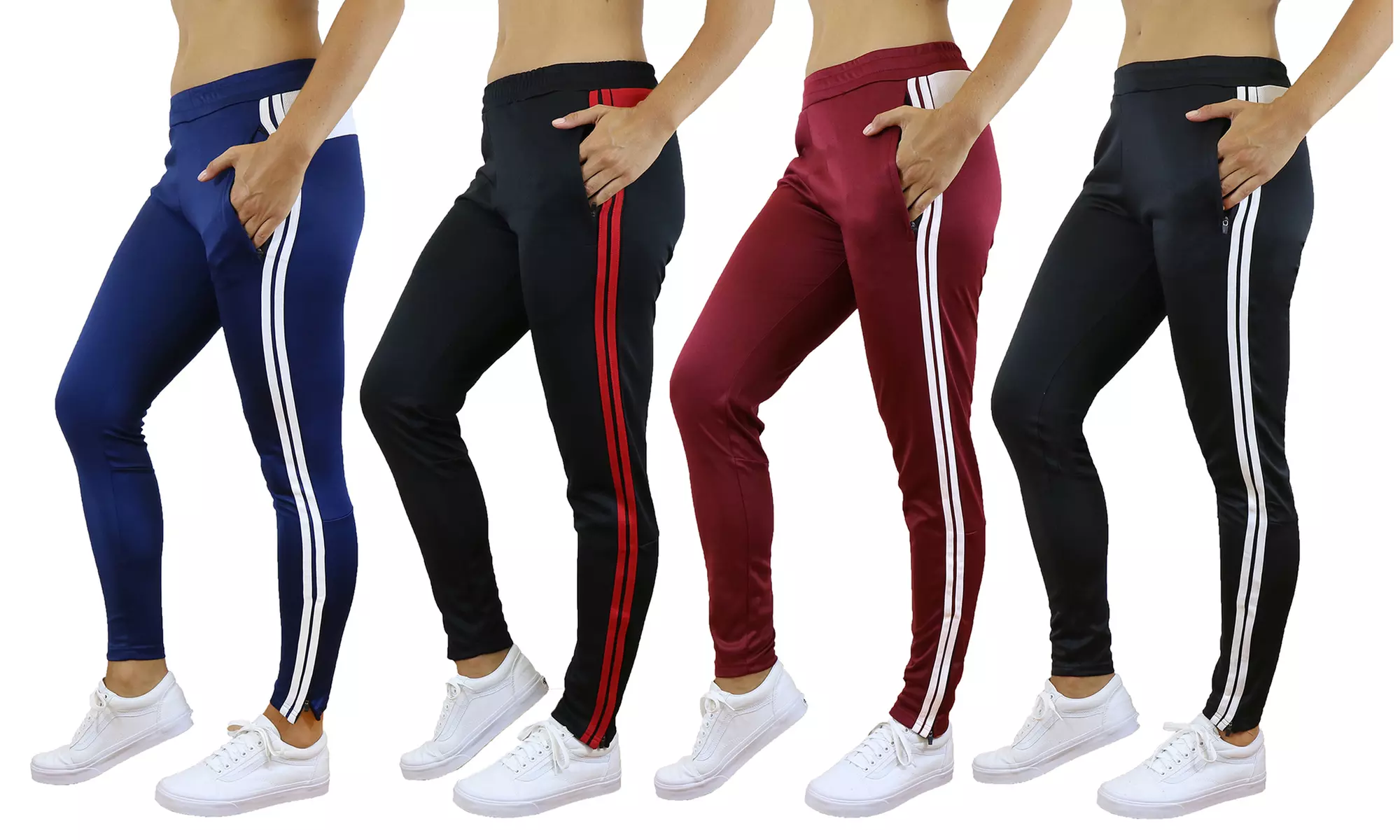 Women's Slim-Fit Moisture-Wicking Striped Track Joggers - Primary Image