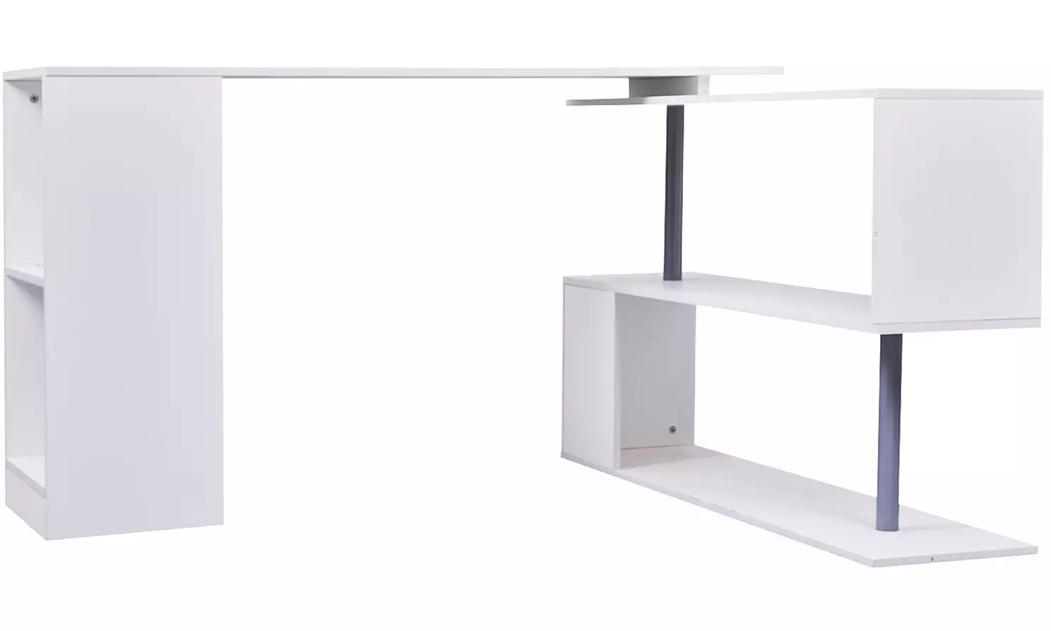 Homcom L-Shaped Desk with 360° Rotating Storage Shelves