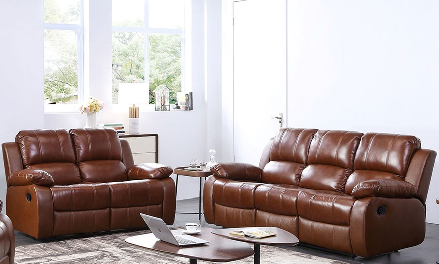 Image 2: Valencia Leather Recliner Sofa