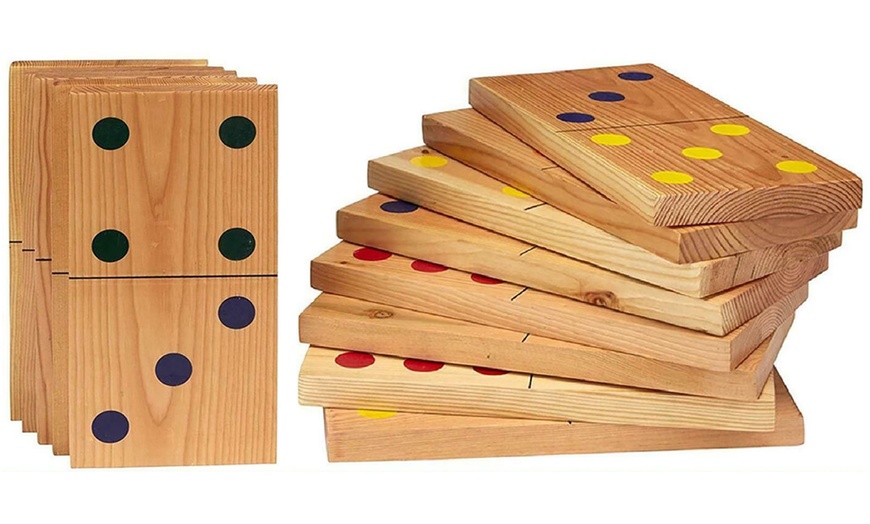 Image 1: 28-Piece Giant Wooden Dominoes Set