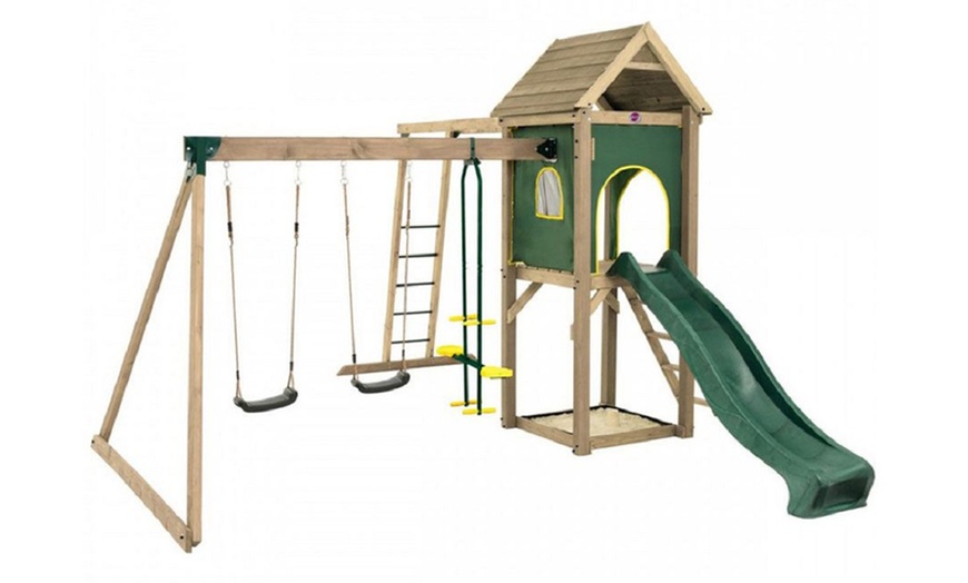 Image 9: Plum Wooden Swing Set