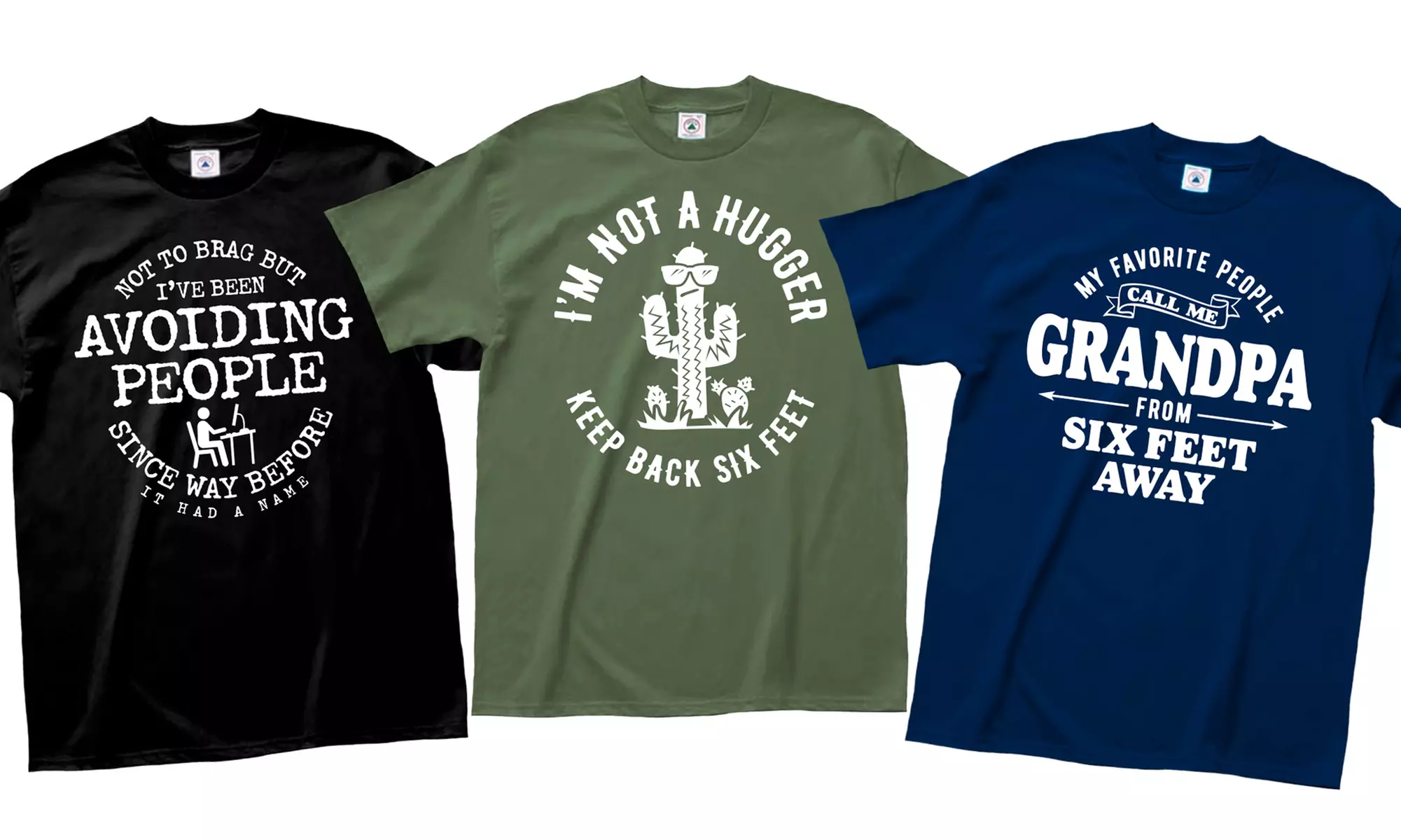 Men's Social Distancing-Themed Funny Printed Tee - Primary Image