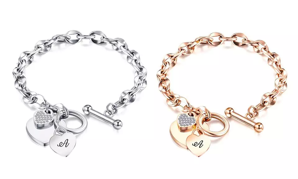 Bracelet à initiale orné de cristaux Swarovski®, coloris et modèle au choix, livraison offerte - Primary Image