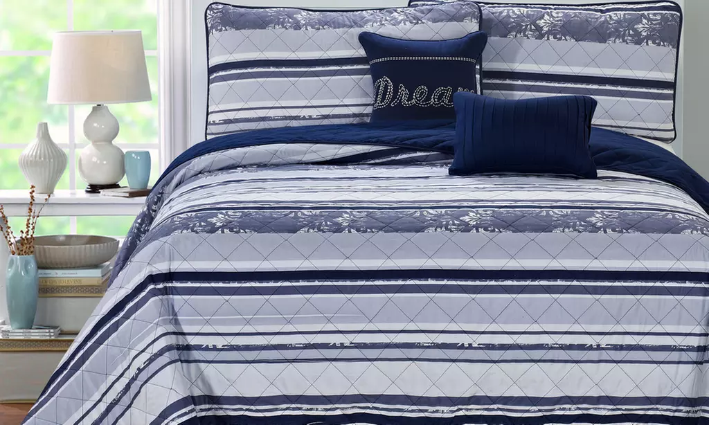 Solid-Back Printed Quilt Set (5-Piece) - Second Medium