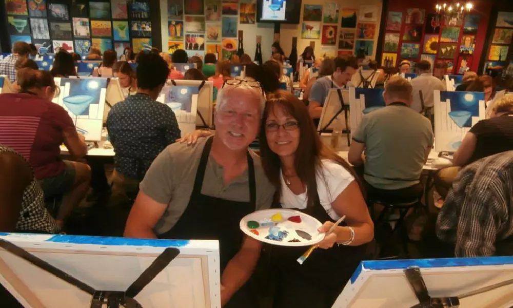 Painting Class for One or Two at Wine and Canvas Indianapolis/Greenwood (Up to 46% Off) - Primary Image