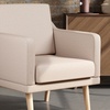 Image 1: Linen Upholstered Padded Armchair for Home and Office