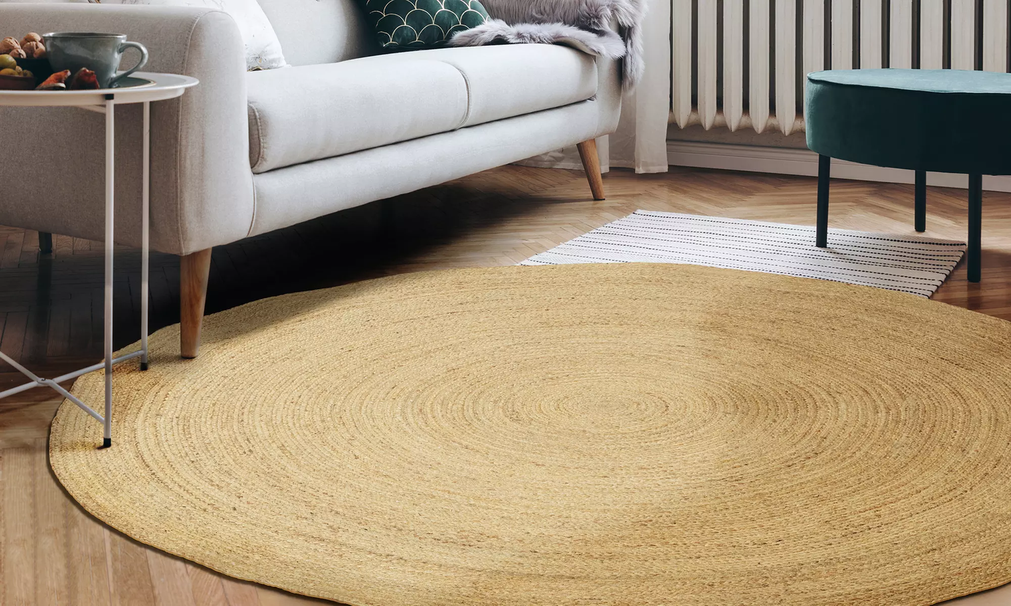 Tapis rond en toile de jute - Primary Image