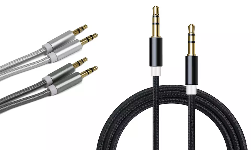 FX Powabud Audiokabel 3,5 mm aus geflochtenem Nylon in Spacegrau, Silber oder Schwarz - Primary Image