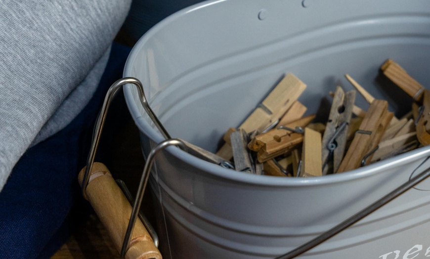 Image 7: Vintage Style Metal Clothes Peg Bucket