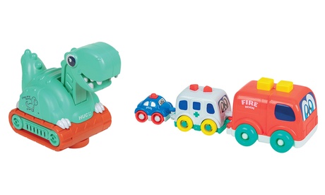 Set de dinosaure électronique et 3 véhicules gigognes WDK Partner