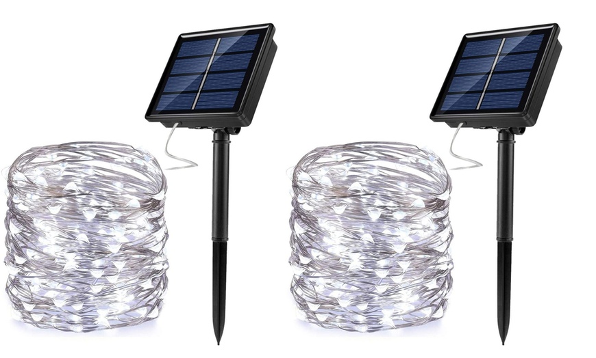 Image 8: One or Two Packs of 200 LED Solar String Lights