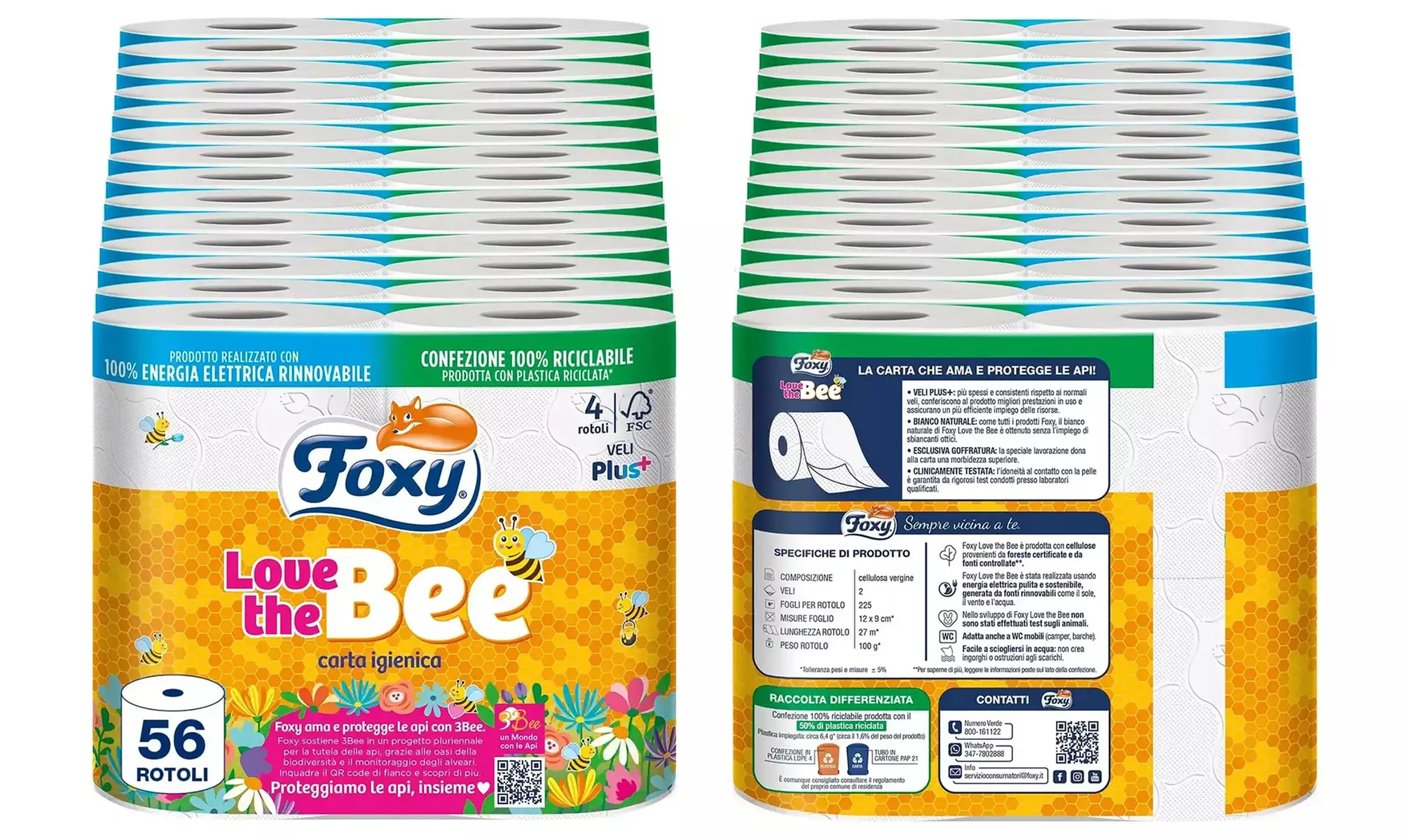 56 rotoli di carta igienica Love the bee Foxy