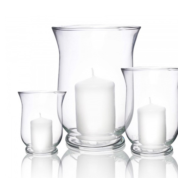 set of three hurricane candle holders