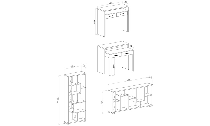 Image 6: Console bureau et bibliothèque modulables