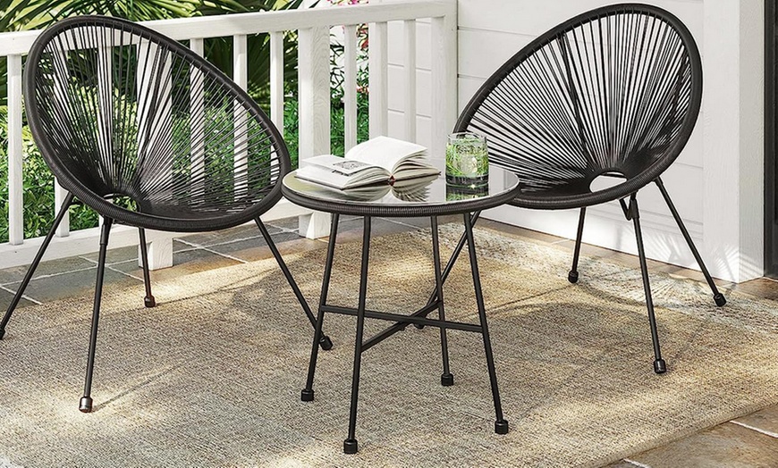 Image 1: 3-Piece String Egg Chair with Coffee Table Set 