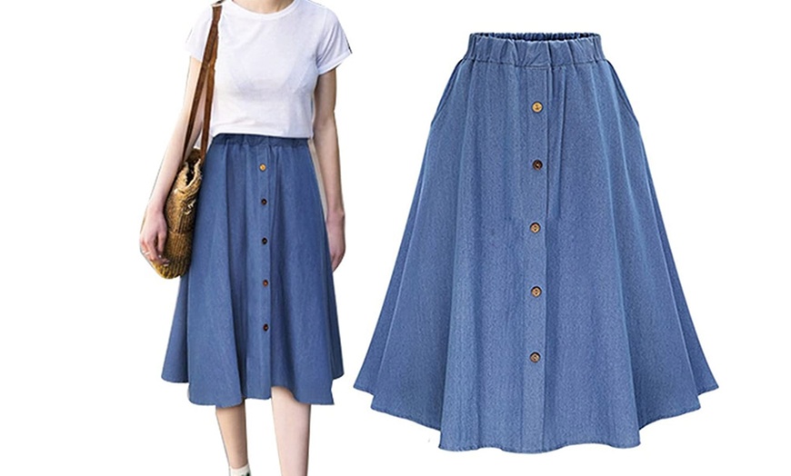 Image 2: A-Line Denim Skirt