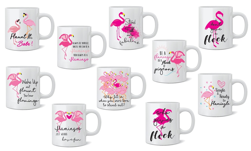 Image 1: One or Two Flamingo Print Mugs