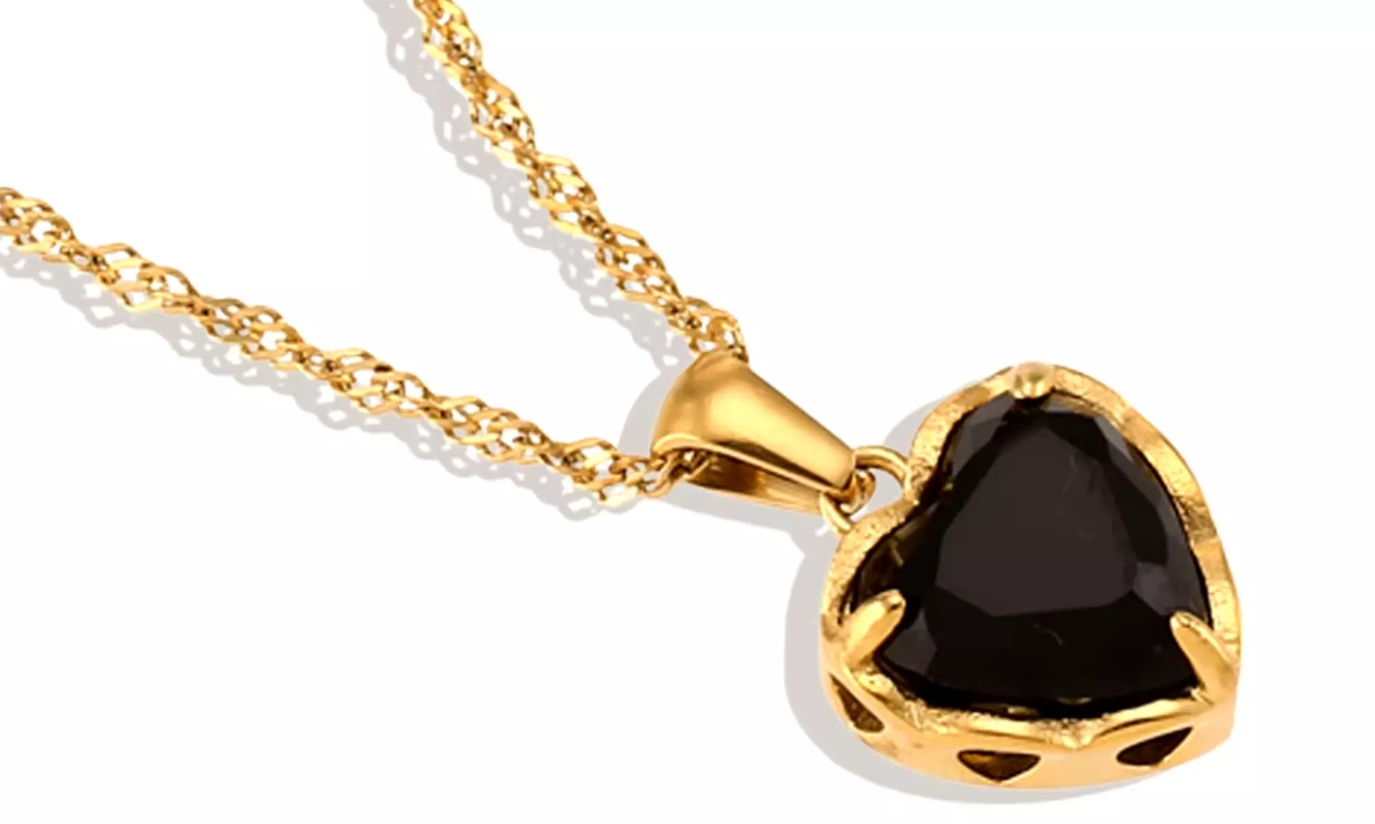 Collier en forme de cœur et acier inoxydable plaqué or 18 carats