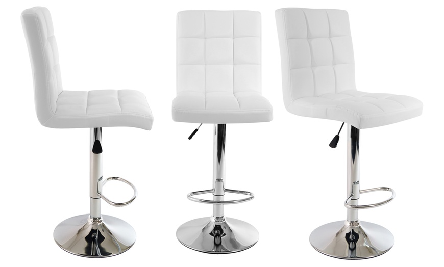 Image 19: Set of Two Juno Adjustable Faux Leather Bar Stools