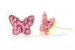 Kids Crystals Butterfly Stud Earrings in 14K Gold - Image 4
