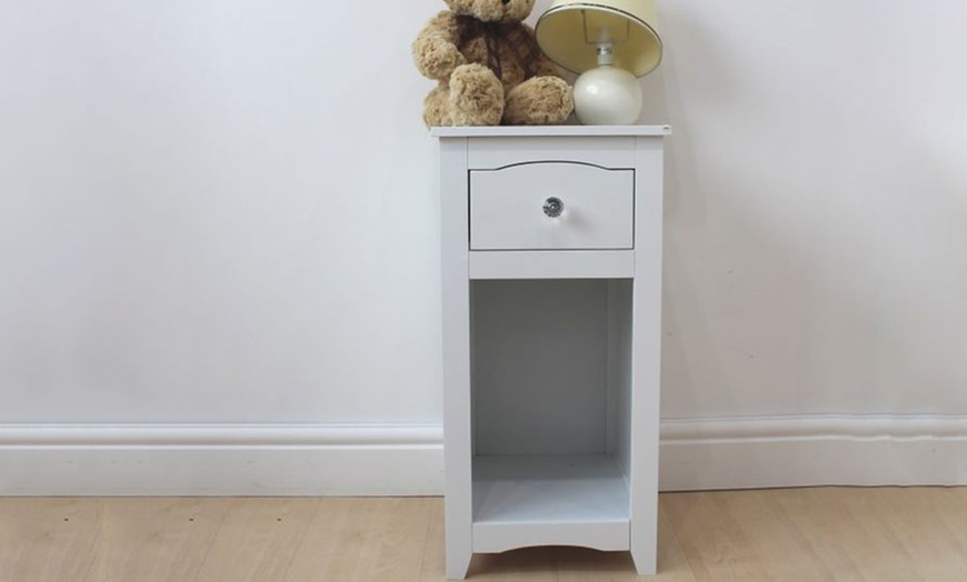 Image 1: White Bedside Cabinet 