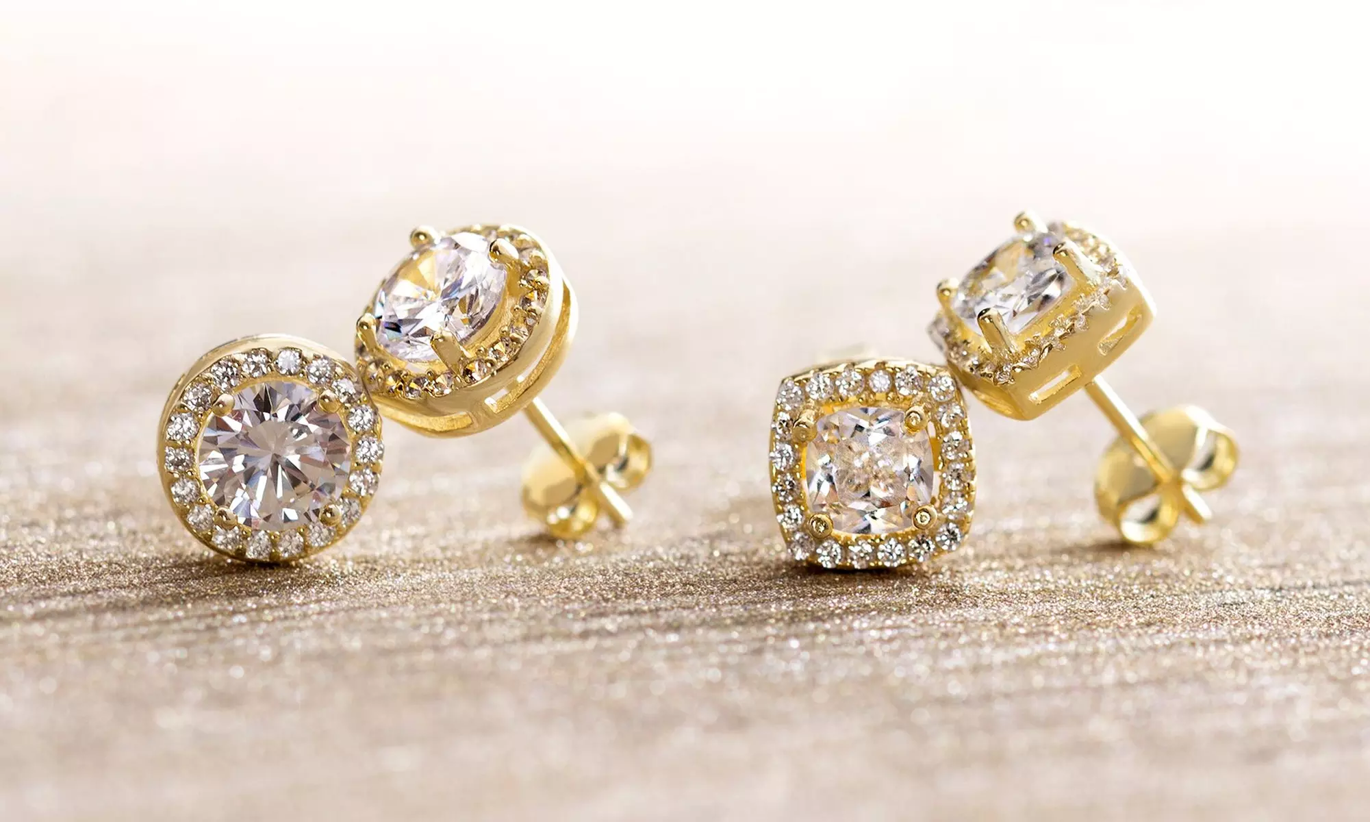 Halo Stud Earrings Set made with Swarovski Elements Plated Over Sterling Silver by Angélique Paris - Primary Image