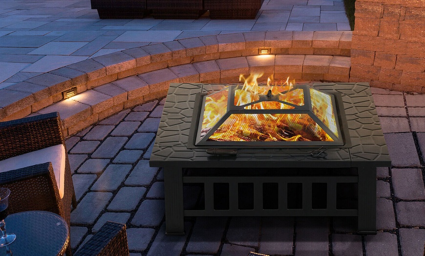 Image 1: Hortus Outdoor Square Black Metal Fire Pit