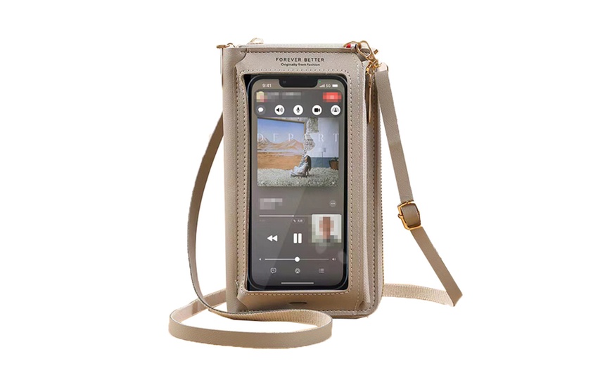 Image 9: Waterproof Crossbody Phone Bag with USB Charger Port