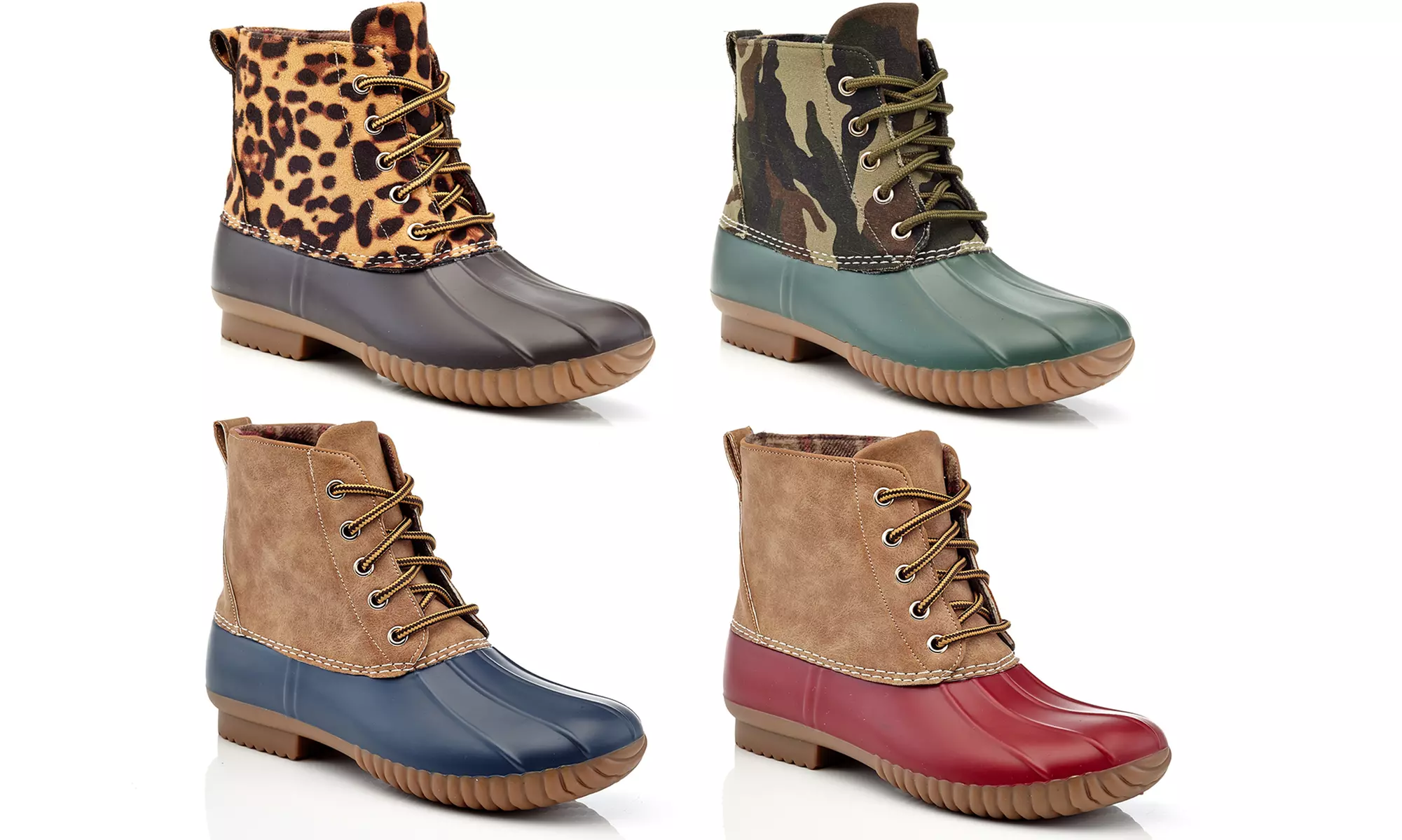 Women's Ankle-High Waterproof Lace-Up Duck Boots - Primary Image