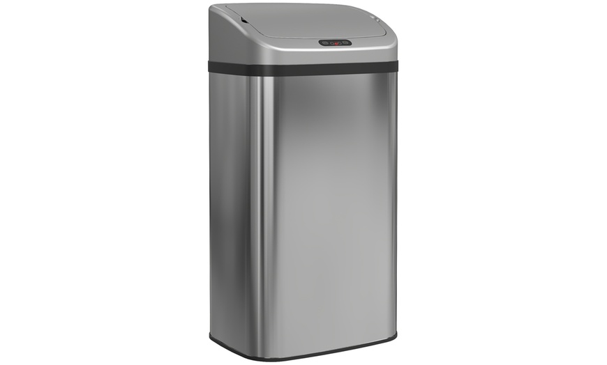 Image 5: HomCom 48L Stainless Steel Sensor Kitchen Bin with Automatic Close