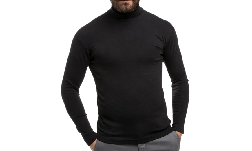 Image 1: Pull thermique à col roulé pour hommes 