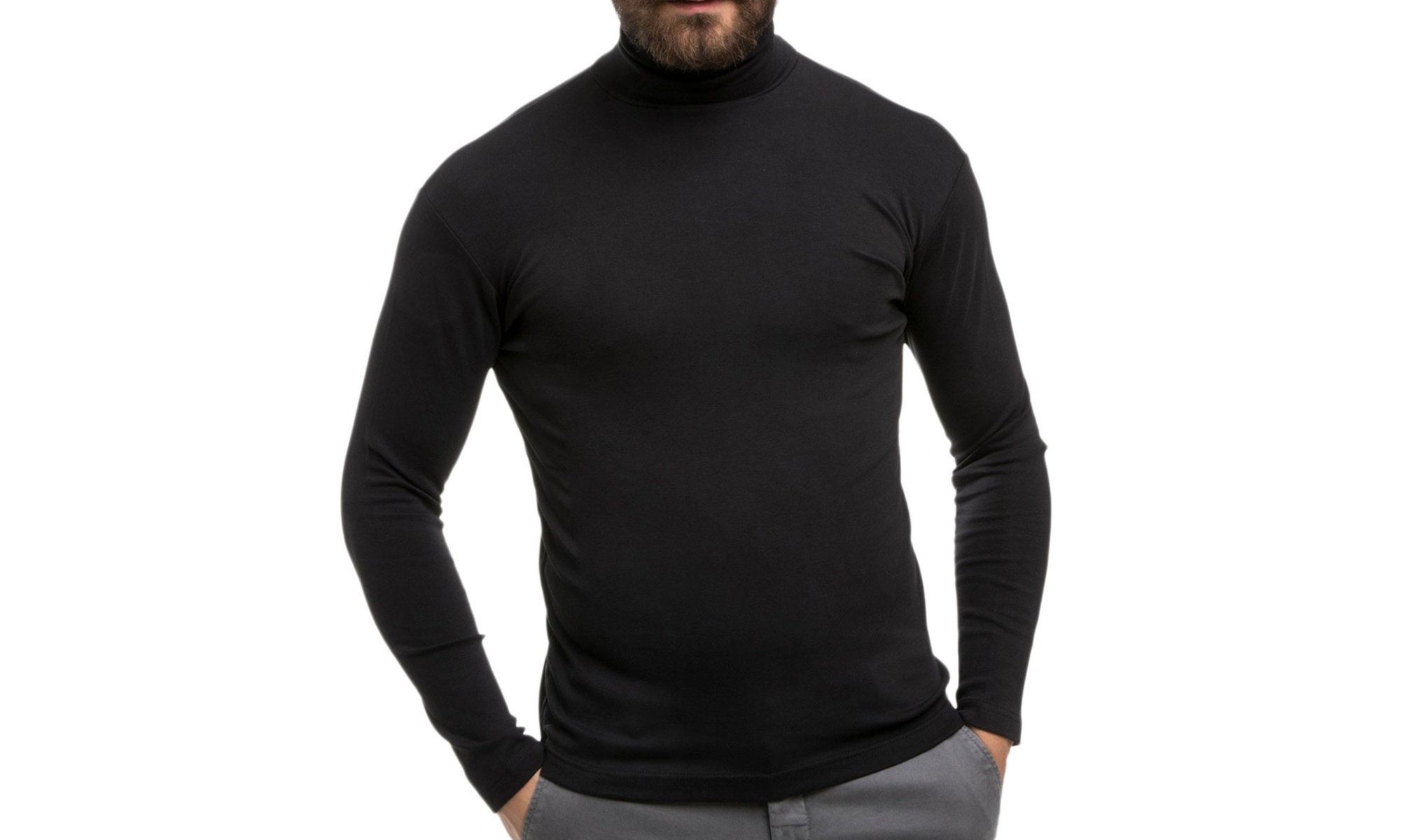 Pull thermique à col roulé pour hommes
