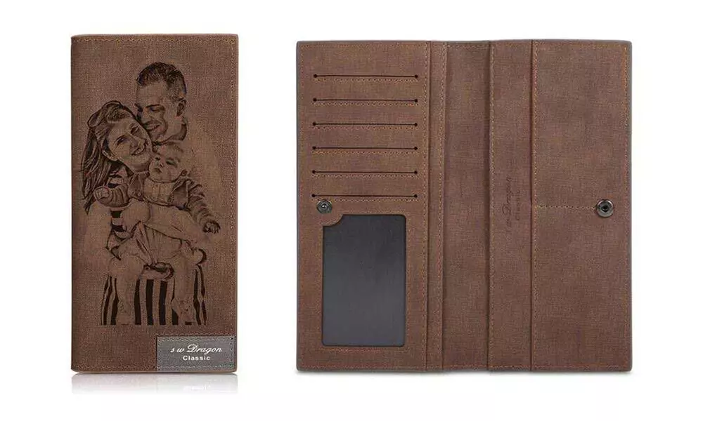 1 or 2 Personalized Women's Wallets with Engraved Photo and Message