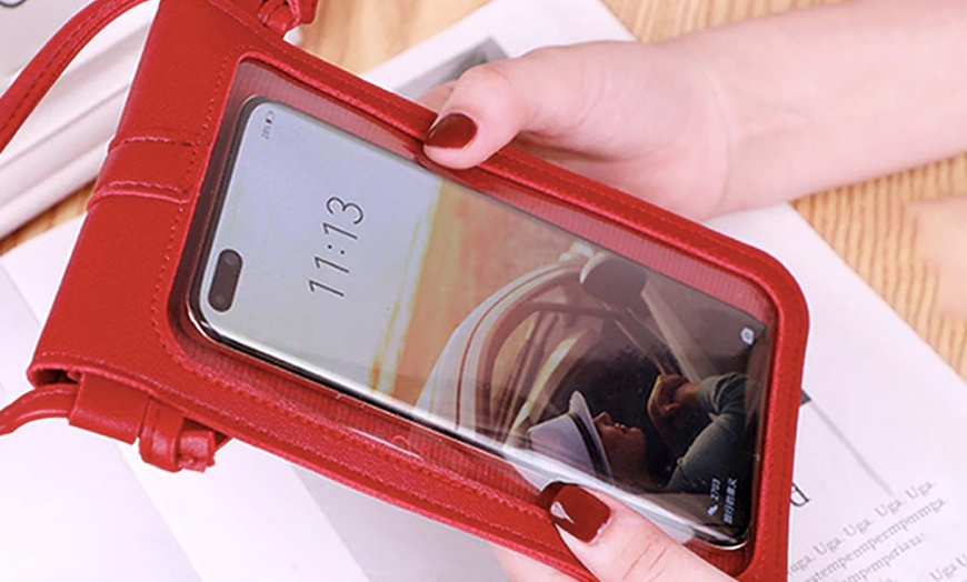 Image 4: Crossbody Mobile Phone Bag with Transparent Window