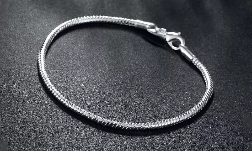 Italian Made Solid Sterling Silver Snake Bracelet