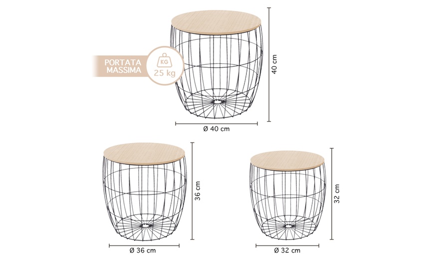 Image 8: Set di 3 tavolini da soggiorno
