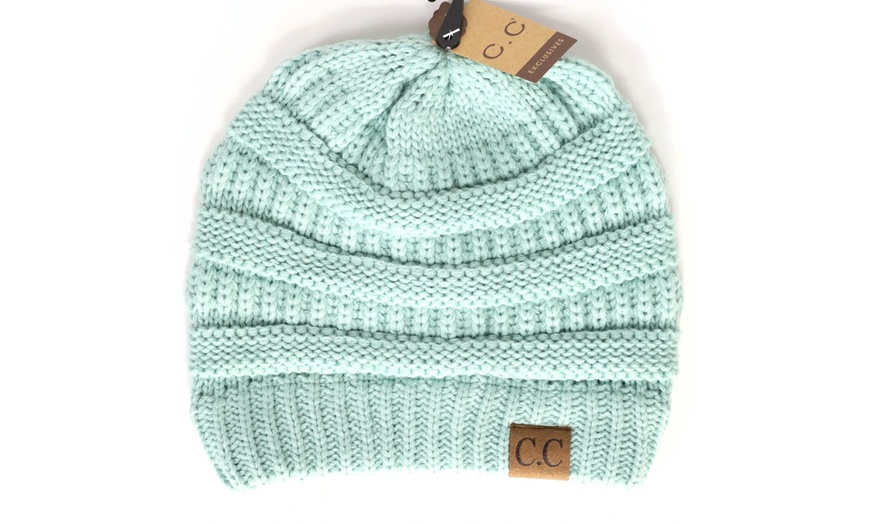 Image 8: Cheveux Corp. Women's Solid Classic CC Beanie 