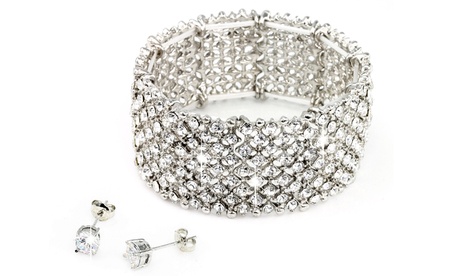 1 ou 2 ensembles de bracelet 9 rangées et de boucles d'oreilles ornés de cristaux Swarovski®