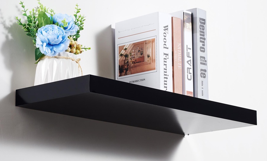 Image 2: High-Gloss Black Floating Shelf