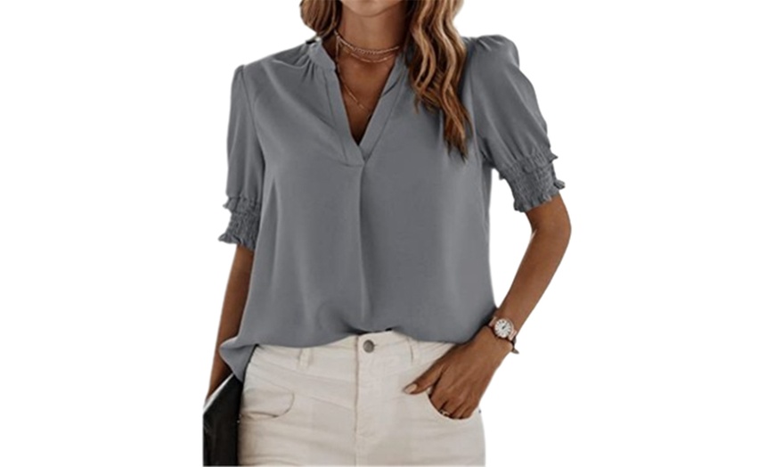 Image 7: Women's Puff-Sleeve V-Neck Top