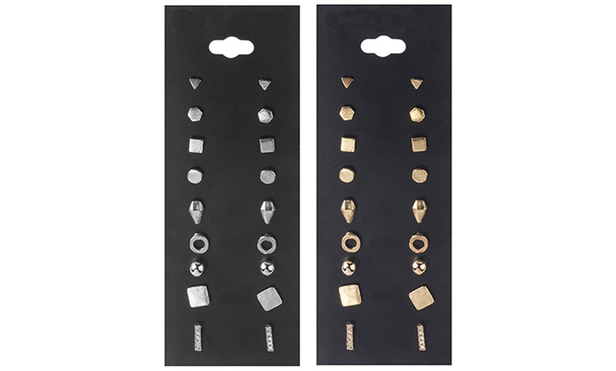 Image 1: Nine-Pair Stud Earring Set