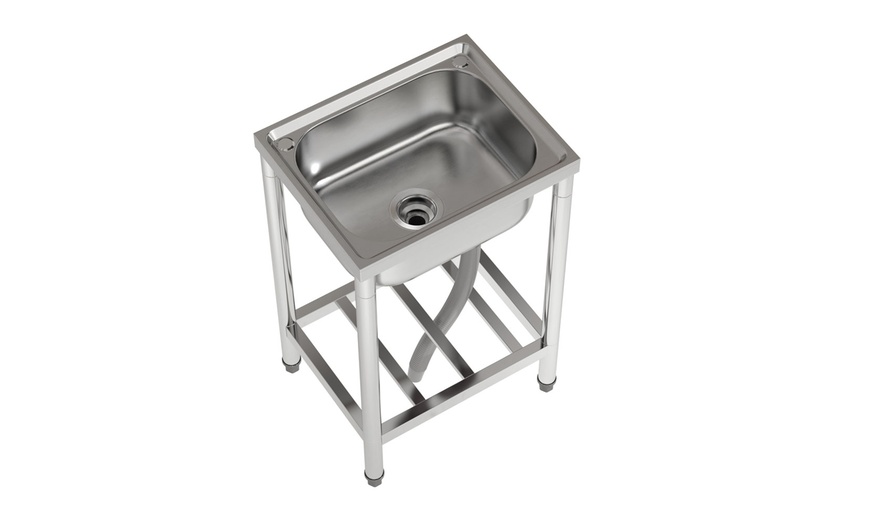 Image 4: Commercial Grade Stainless Steel Sink with Shelf Storage