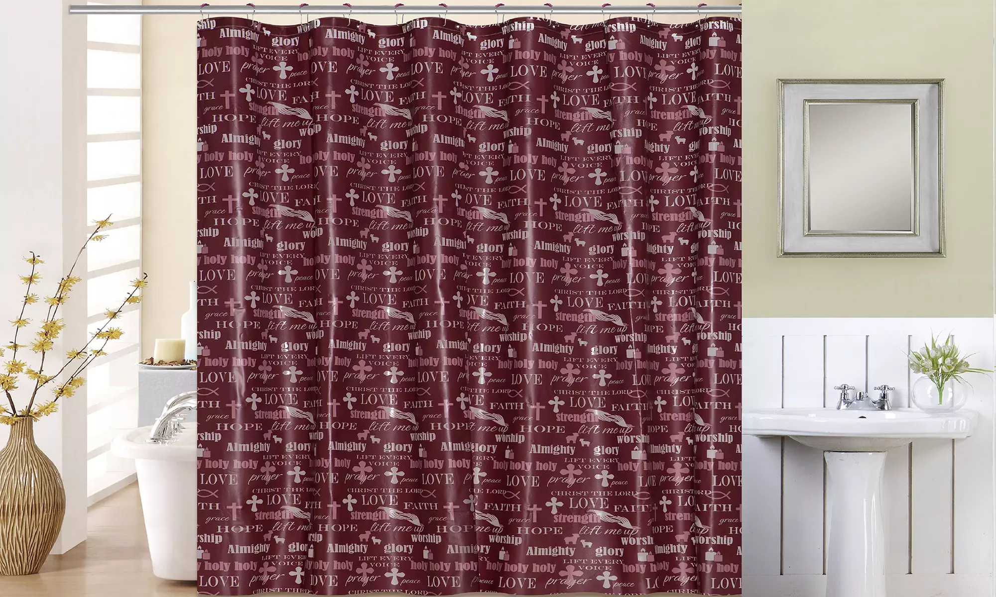 Inspirational Typography Shower Curtain - Second Medium